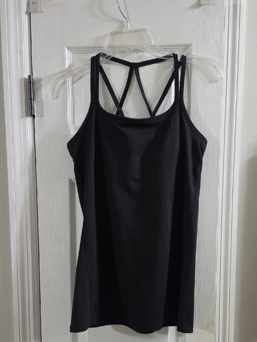 ​Gaiam Black Strappy Crisscross Back Shelf Bra Yoga Cami Tank Small🧘‍♀️✨